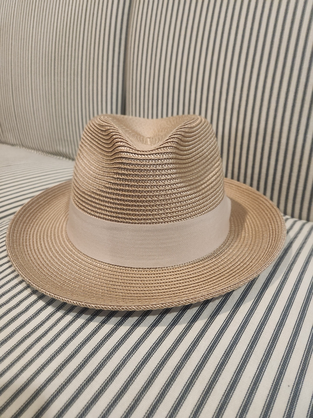 Men's Tan Straw Trilby Hat with Light Band